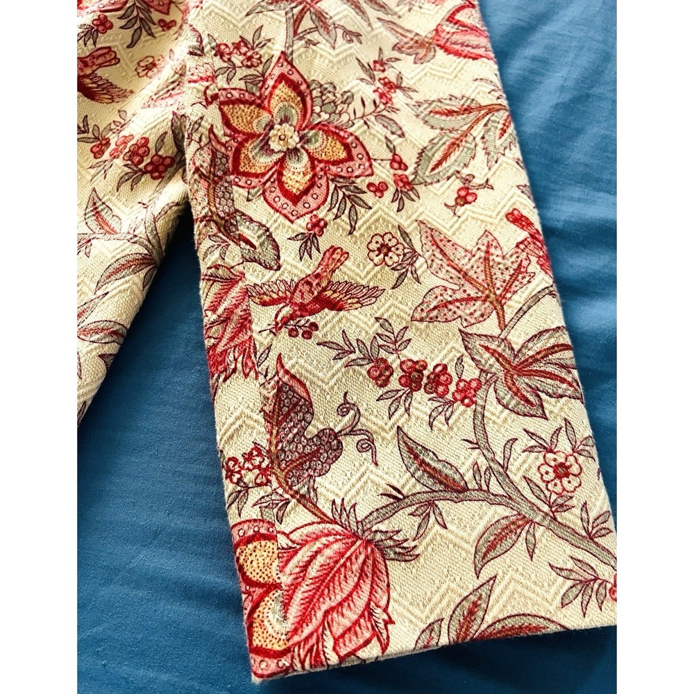 TALBOTS Womens Blazer Size 14W Floral Birds Textured Cotton Silk Casual Jacket - Picture 4 of 10